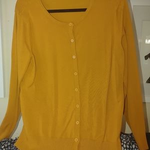 Vtg Mustard Yellow Button Up Cardigan